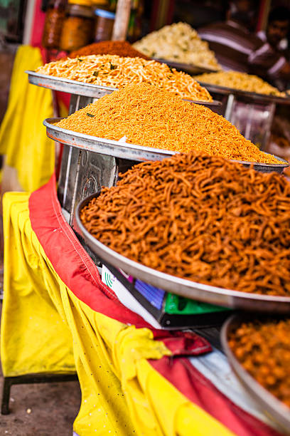 istock Traditional food market in India. 455238683