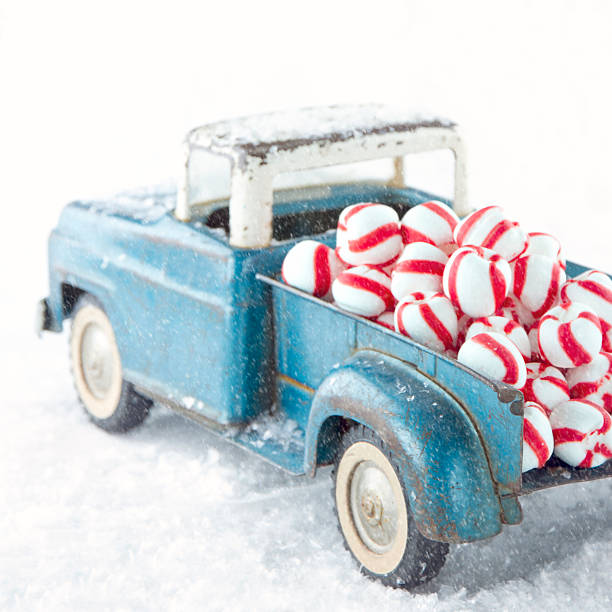 istock Old toy truck carrying peppermint candy 455240793