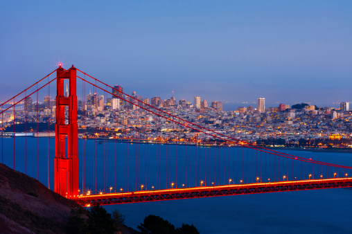 San Francisco and Golden Gate Bridge at night