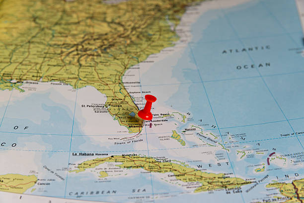 istock Miami southeastern Florida Marked on Map with Red Pushpin 455248161