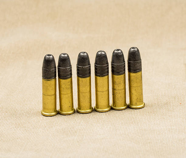 istock .22 caliber Long rifle Rimfire Ammunition on canvas 455248953