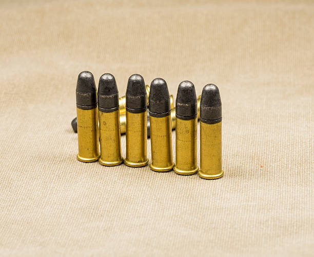 istock .22 caliber Long rifle Rimfire Ammunition on canvas 455248955
