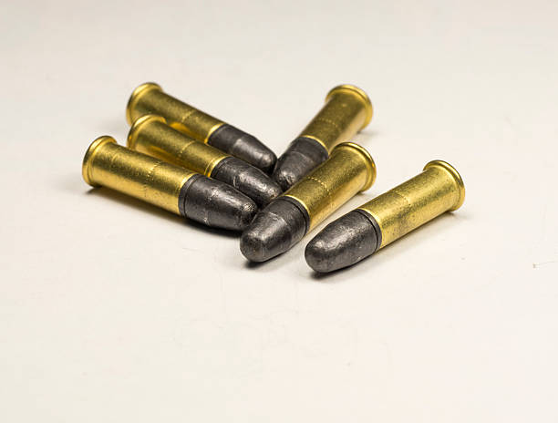 istock Caliber .22 Long rifle Rimfire Ammunition on white 455251219