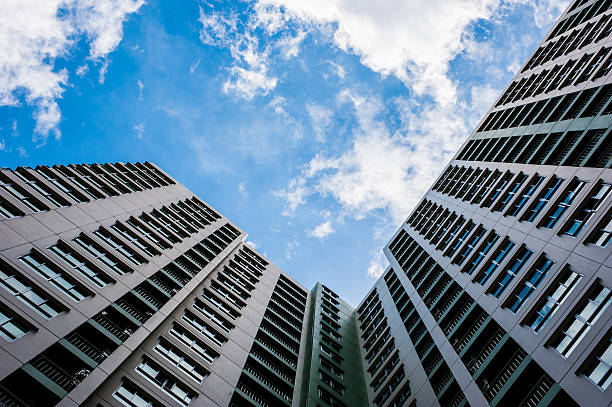 istock Looking up the sky by side of building 455265429