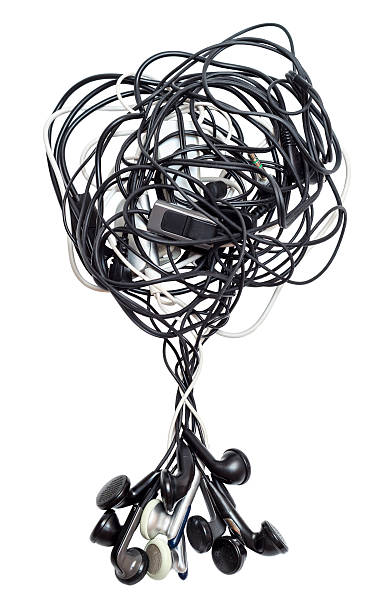 istock Heap of old earphones 455274059