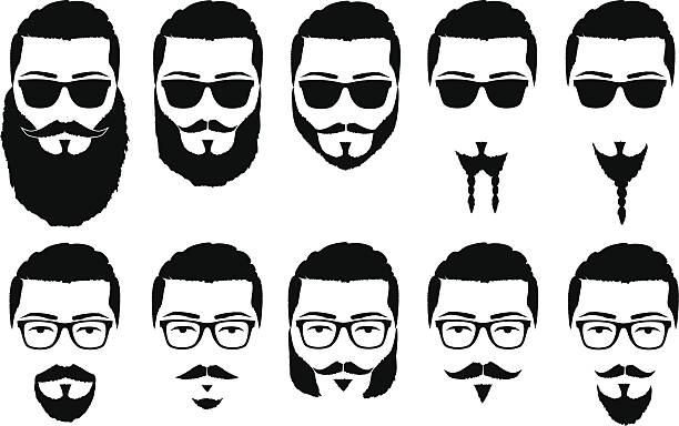 ilustrações de stock, clip art, desenhos animados e ícones de bigodes e barbas - illustration and painting people men human face