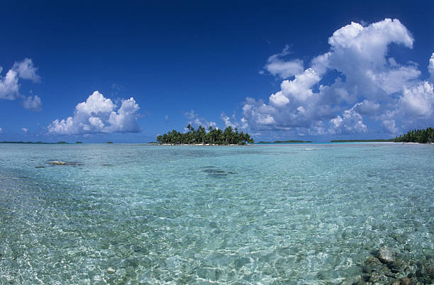 Lagoon and turquoise water in Polynesia stock photo