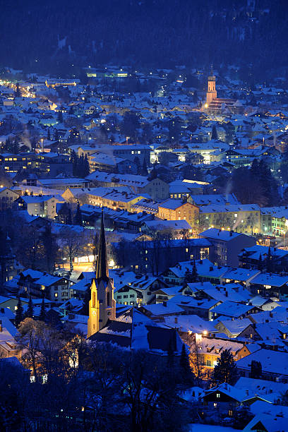 istock german city Garmisch at night 455290073