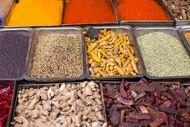 istock Traditional spices market in India. 455290207