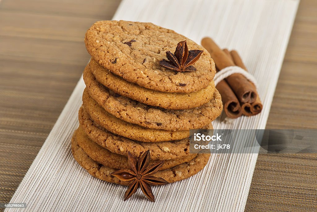Cookies A stack of Chocolate Chip Cookies and cinnamon Chocolate Chip Cookie Stock Photo