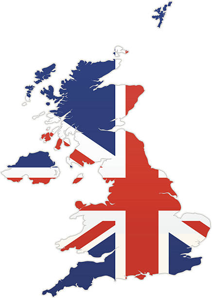 illustrations, cliparts, dessins animés et icônes de carte du royaume-uni avec drapeau - british flag vector uk national flag