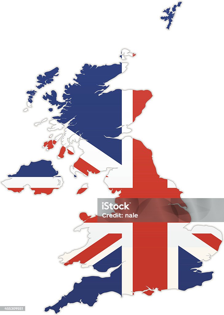Mapa com a bandeira do Reino Unido - Vetor de Bandeira da Grã-Bretanha royalty-free