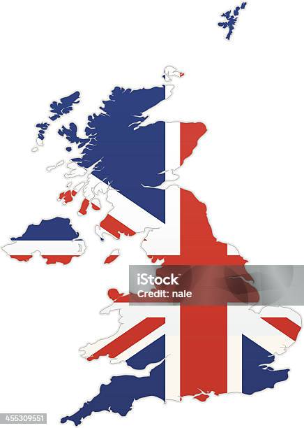 Vetores de Mapa Com A Bandeira Do Reino Unido e mais imagens de Bandeira da Grã-Bretanha - Bandeira da Grã-Bretanha, Mapa, Bandeira