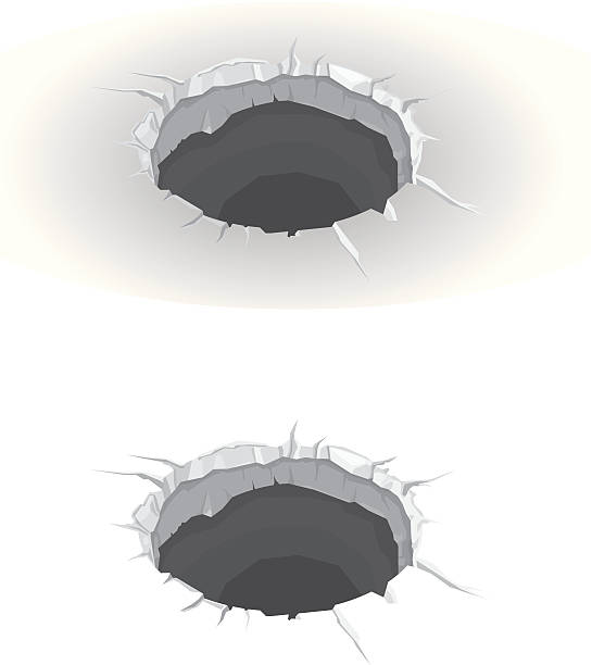 ilustraciones, imágenes clip art, dibujos animados e iconos de stock de orificio pasante - cráter