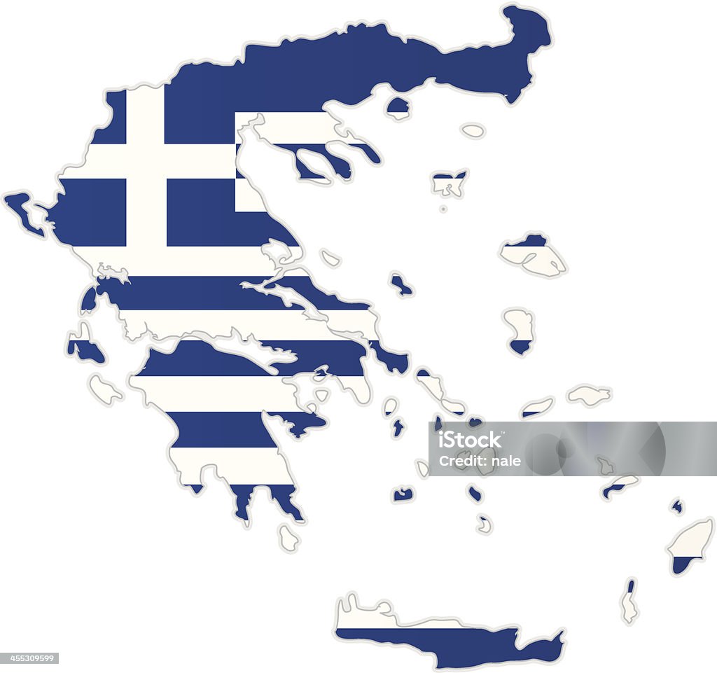 Mappa con bandiera Grecia - arte vettoriale royalty-free di Grecia - Stato