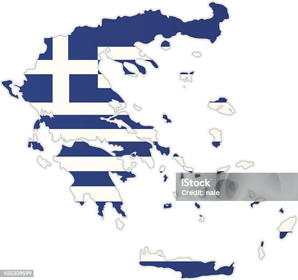 Mappa Con Bandiera Grecia - Immagini vettoriali stock e altre immagini di Grecia - Stato - Grecia - Stato, Carta geografica, Bandiera