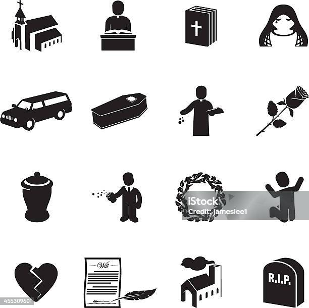 Funeral Icons Stock Illustration - Download Image Now - Icon Symbol, Coffin, Death