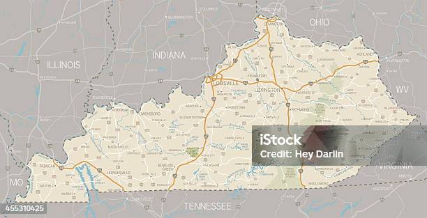 Map Of Kentucky With Surrounding States Stock Illustration - Download Image Now - Kentucky, Map, Highway
