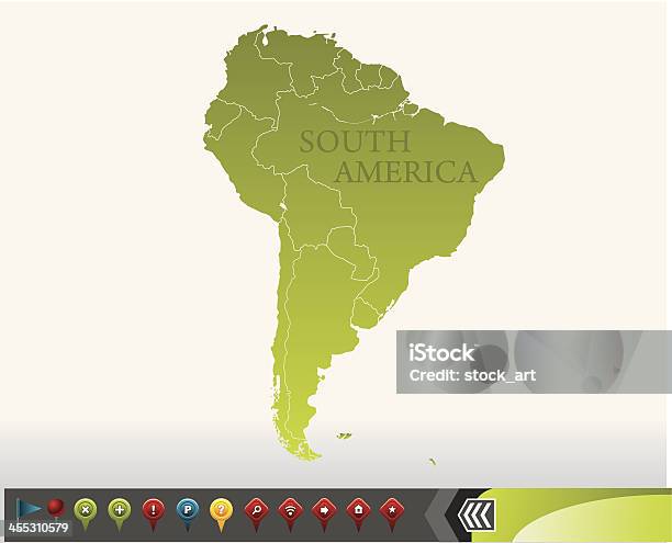 Sud America Mappa Con Icone Di Navigazione - Immagini vettoriali stock e altre immagini di America del Sud - America del Sud, Argentina - America del Sud, Bolivia