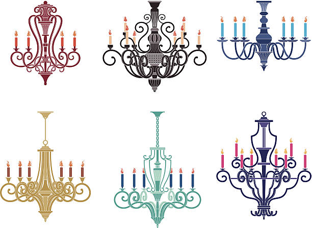 candle chandeliers vector art illustration
