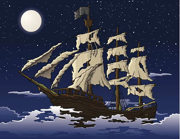 Vector illustration of Pirate ghost ship