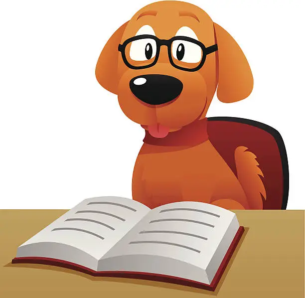 Vector illustration of Dog reading