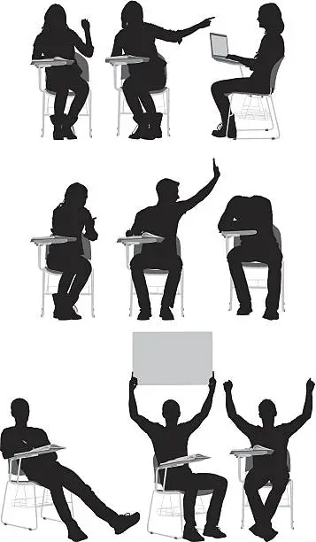 Vector illustration of Multiple images of students