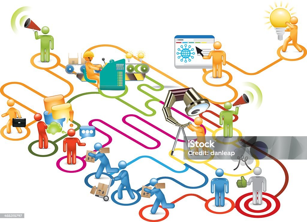 Business: Stickman 2.0 Vectored people in a business model. The figure is first rendered in a 3D programme for realistic lighting, material and reflection, then drawn in illustrator using sophisticated blends. This format can be blown up to any size without loss of quality. Flow Chart stock vector