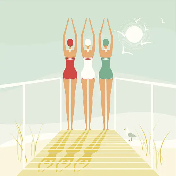 Vector illustration of Synchronized swimming