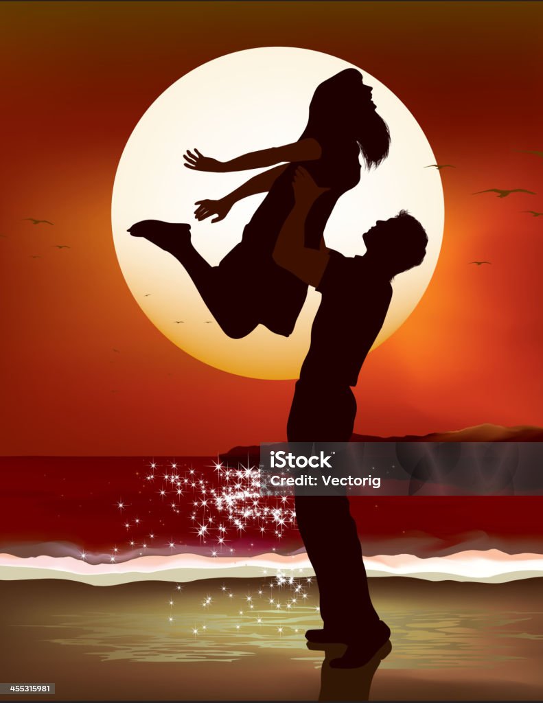 Couple sur la plage - clipart vectoriel de Flirter libre de droits