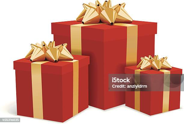 Boîtes Cadeau Rouge Et Or Noeuds Illustration Vecteurs libres de droits et plus d'images vectorielles de Cadeau de Noël - Cadeau de Noël, Cadeau, Boîte cadeau