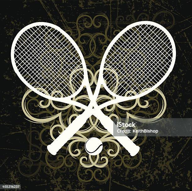 Racchetta Da Tennis Grunge Sfondo Grafico Ricciolo - Immagini vettoriali stock e altre immagini di Attività ricreativa - Attività ricreativa, Attrezzatura sportiva, Competizione