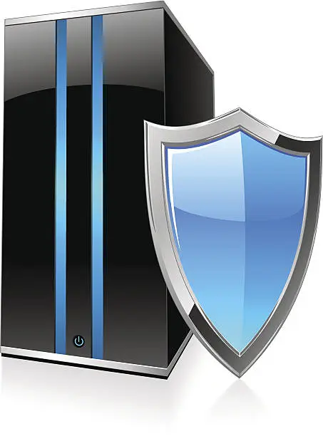 Vector illustration of Server with Shield