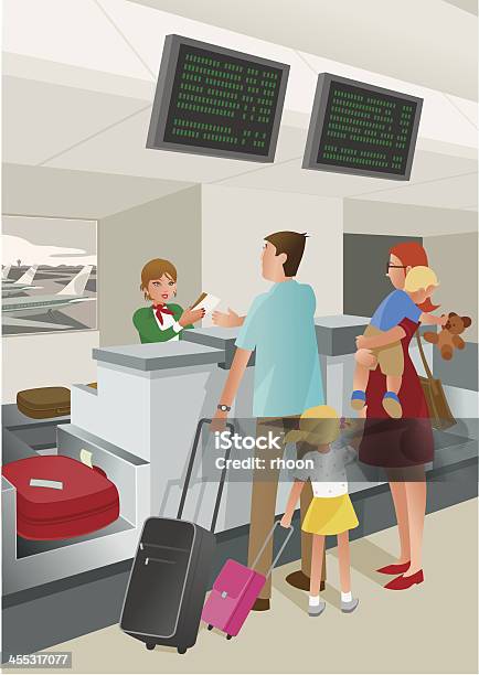 Ilustración de Mostrador De Checkin y más Vectores Libres de Derechos de Personal de asistencia al pasajero - Personal de asistencia al pasajero, Adulto, Aeropuerto