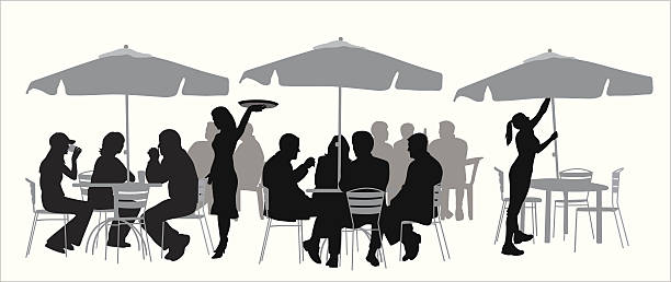 outdoorrestaurant - eating silhouette men people stock-grafiken, -clipart, -cartoons und -symbole