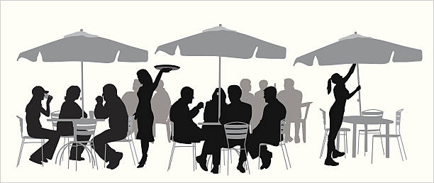 outdoorrestaurant - eating silhouette men people stock illustrations