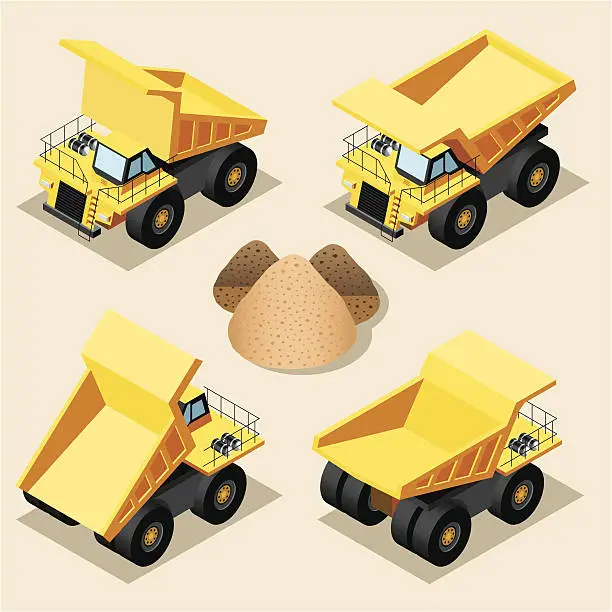 Vector illustration of Isometric, Mining truck