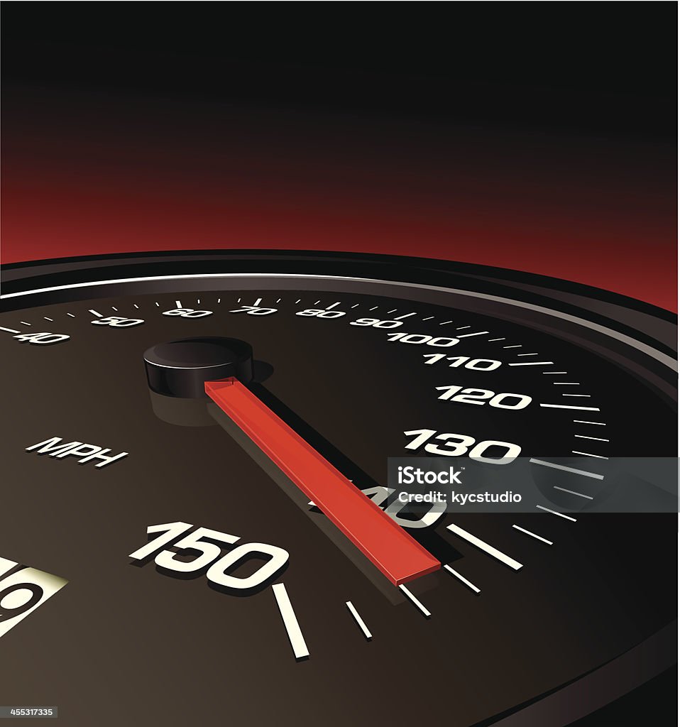 Speedometer Pushed to the Limit Computer graphic of a MPH speedometer gauge reaching its maximum limit. Vector illustration. Speedometer stock vector