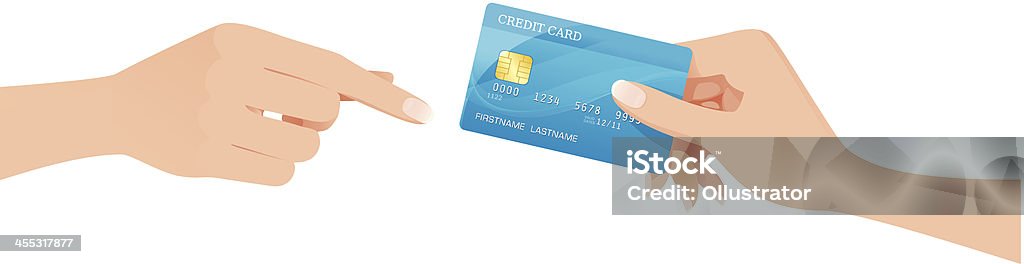 Hand passing a creditcard Vector illustration of hand passing a creditcard to another receiving hand.  More files from this series: Credit Card stock vector