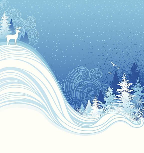 bildbanksillustrationer, clip art samt tecknat material och ikoner med winter flowing background - reindeer mist