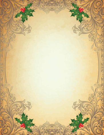 Engraved Christmas Frame On Parchment Stock Illustration - Download ...
