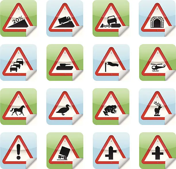 Vector illustration of Road Sign Stickers