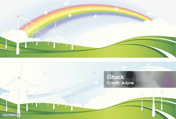 Turbine Eoliche Di Fattoria - Immagini vettoriali stock e altre immagini di Energia eolica - Energia eolica, Sfondi, Ambiente