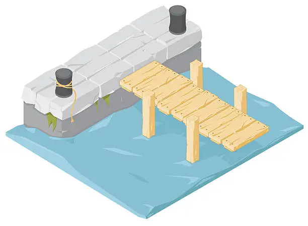 Vector illustration of Isometric Wharf and Jetty