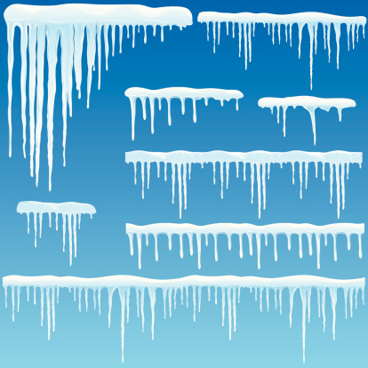 Vector illustration of icicles with snow. The three long lower right icicle elements with straight borders can be strung together manually with itself to become seamless. If you need some assistance, just sitemail me.