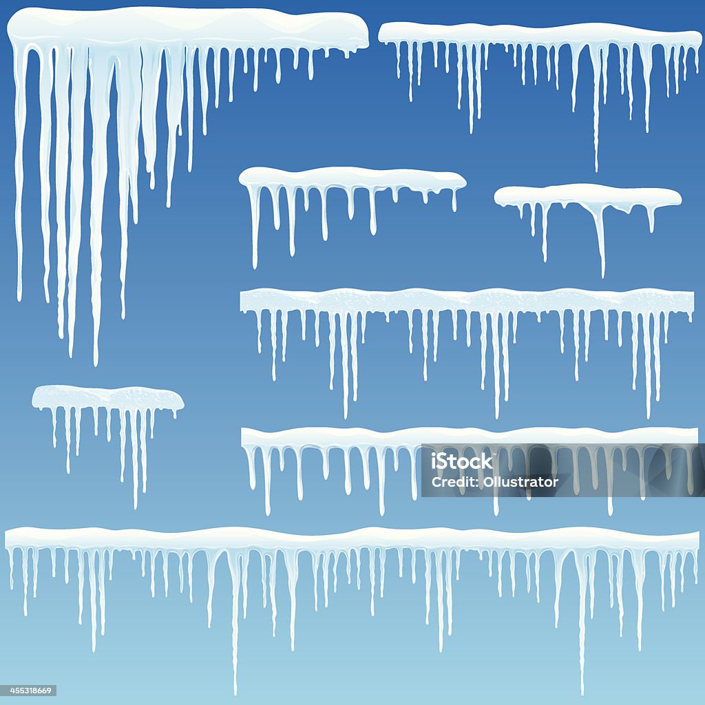 Set of icicles with snow Vector illustration of icicles with snow. The three long lower right icicle elements with straight borders can be strung together manually with itself to become seamless. If you need some assistance, just sitemail me. Icicle stock vector