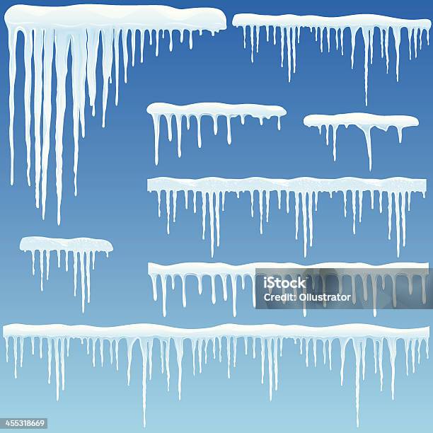 Set Of Icicles With Snow Stock Illustration - Download Image Now - Icicle, Ice, Vector