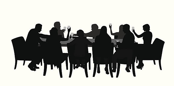 diningtogether - toast party silhouette people stock illustrations