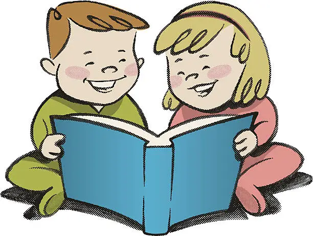 Vector illustration of sharing a book