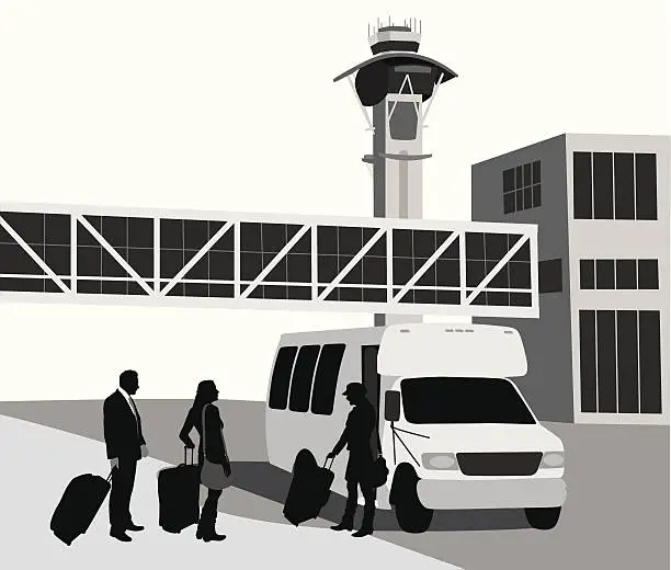 Vector illustration of Airport Shuttle Vector Silhouette